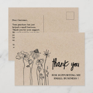 Wildbloemen Bruin Kraft Hartelijk dank voor uw bed Briefkaart