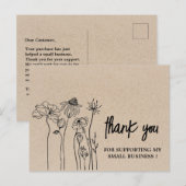 Wildbloemen Bruin Kraft Hartelijk dank voor uw bed Briefkaart (Voorkant / Achterkant)