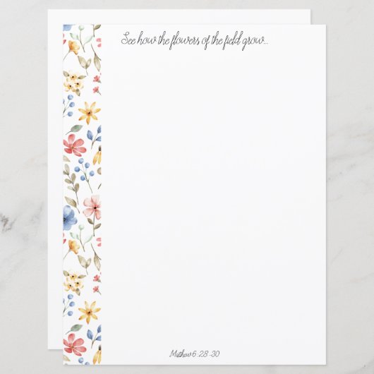 Wildbloemen Christelijk briefpapier (Voorkant / Achterkant)