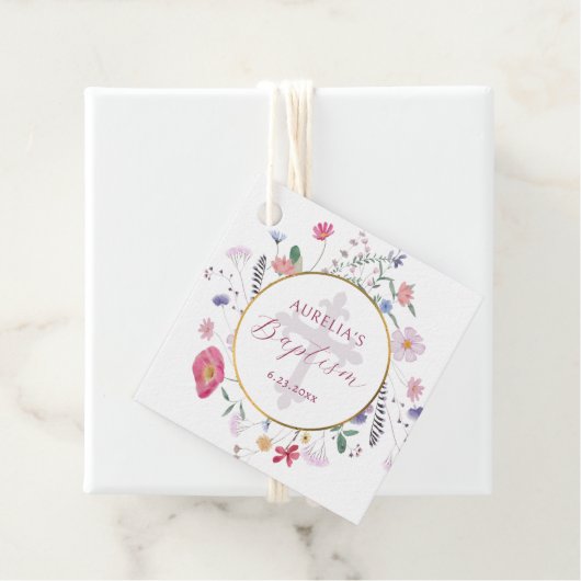 Wildbloemen Cirkel Doop Bedankjes Labels (In situ)