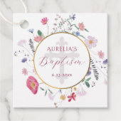 Wildbloemen Cirkel Doop Bedankjes Labels (Voorkant)