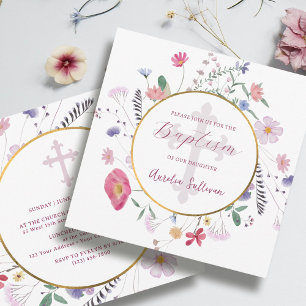 Wildbloemen Cirkel Doop Kaart