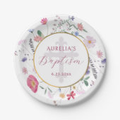 Wildbloemen Cirkel Doop Papieren Bordje (Voorkant)