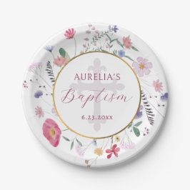 Wildbloemen Cirkel Doop Papieren Bordje