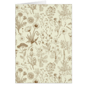 Wildbloemen collage/ beige en sepia