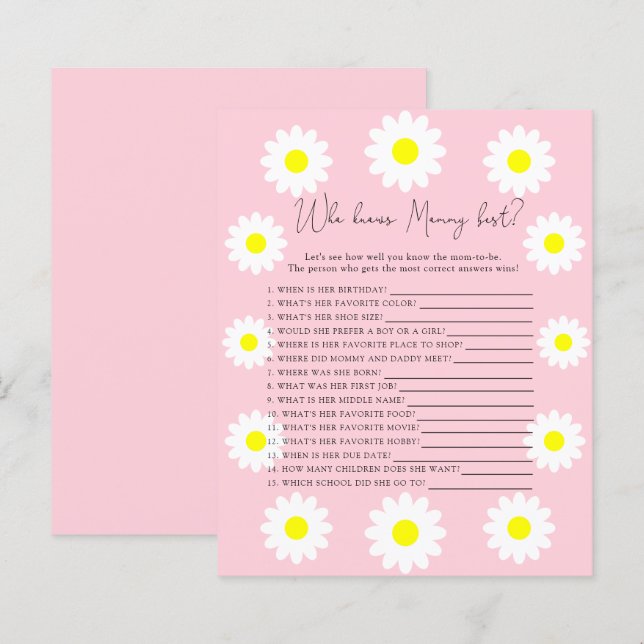 Wildbloemen Daisy - Wie kent MOMMY het beste (Voorkant / Achterkant)