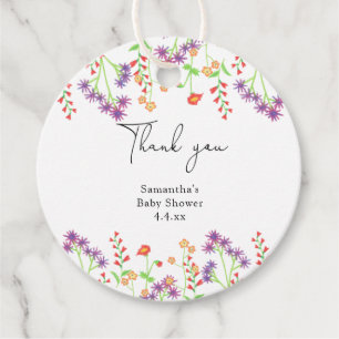 Wildbloemen dank je baby shower bedankjes labels