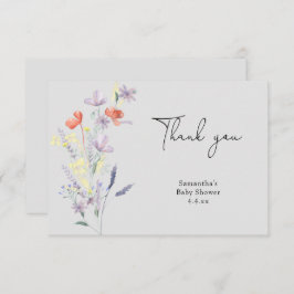 Wildbloemen dank je baby shower bedankkaart
