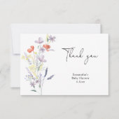 Wildbloemen dank je baby shower bedankkaart (Voorkant)