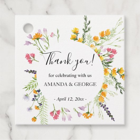 Wildbloemen dank je Favor Tags Bedankjes Labels (Voorkant)