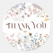 Wildbloemen dank je klassieke ronde sticker (Voorkant)