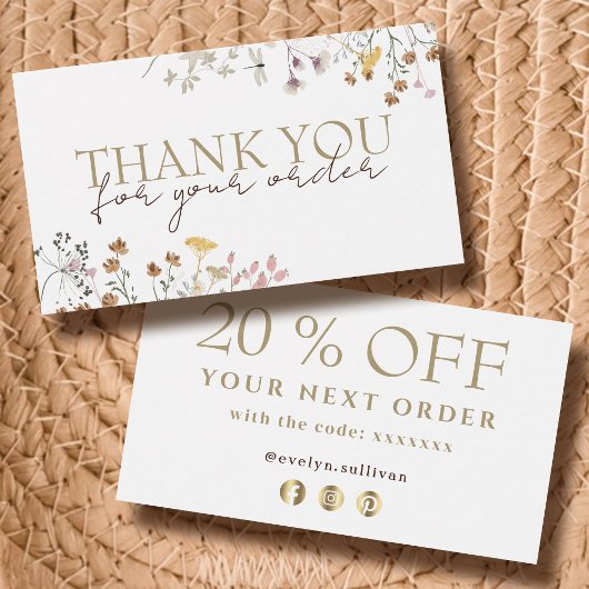 Wildbloemen dank je korting visitekaartje