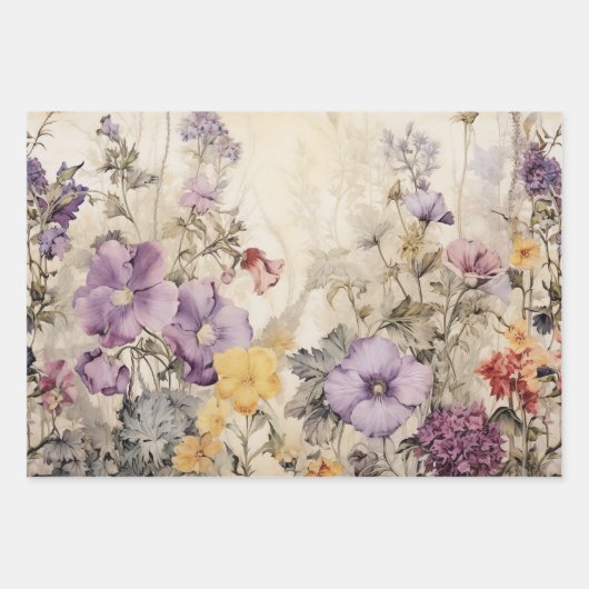 WILDBLOEMEN DECOUPAGE DECORATIEF PAPIER SET INPAKPAPIER VEL (Voorkant)