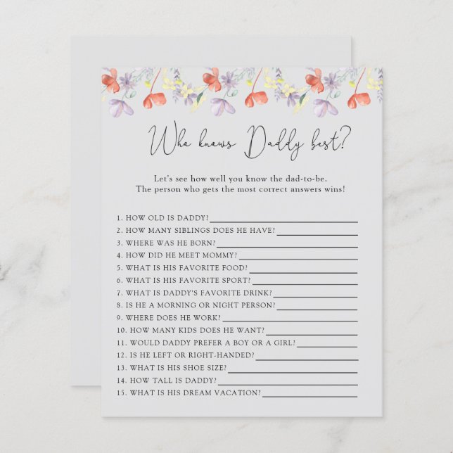 Wildbloemen die DADDY het beste kennen (Voorkant / Achterkant)