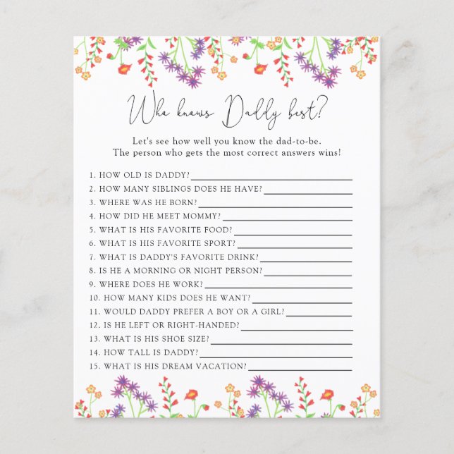 Wildbloemen die DADDY het beste kennen (Voorkant)