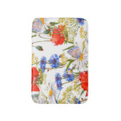 Wildbloemen: donkerblauwe waterverf naadloos badmat (Voorkant Verticaal)