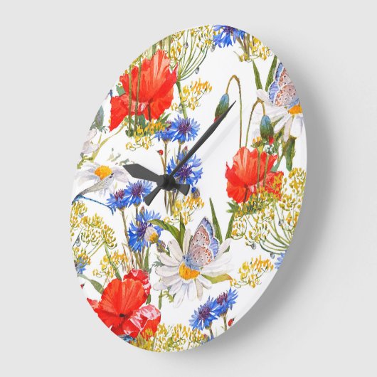 Wildbloemen: donkerblauwe waterverf naadloos grote klok (Hoek)