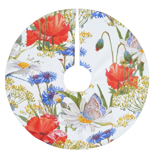 Wildbloemen: donkerblauwe waterverf naadloos kerstboom rok (Voorkant)