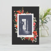 Wildbloemen Donkere bruiloft foto Bedankkaart (Staand voorkant)