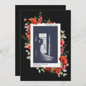 Wildbloemen Donkere bruiloft foto Bedankkaart (Voorkant / Achterkant)