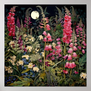 Wildbloemen donkere kunst print