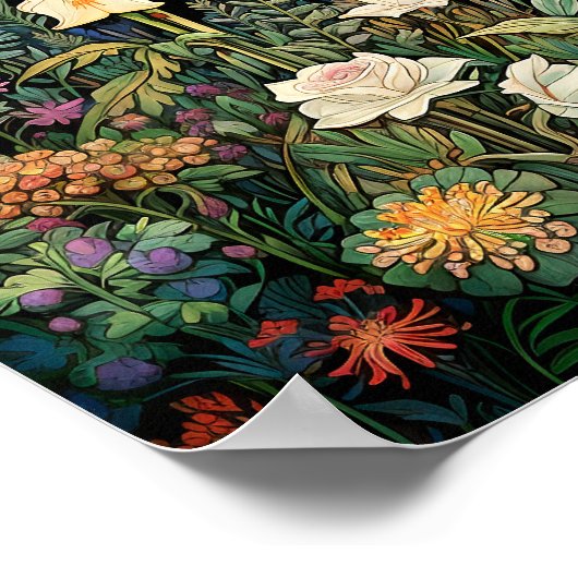 Wildbloemen donkere kunst print (Hoek)