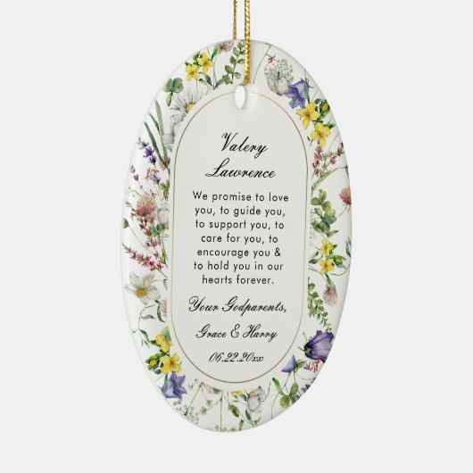 Wildbloemen Doop Boho Chic Keramisch Ornament (Rechts)