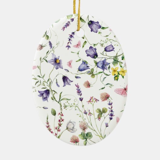 Wildbloemen Doop Boho Chic Keramisch Ornament (Achterkant)