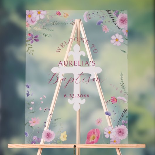 Wildbloemen Doop Welkom Acryl Bord (Neutraal)