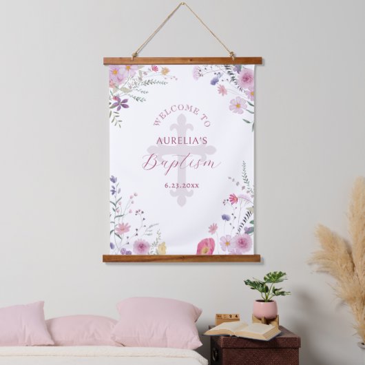 Wildbloemen Doop Welkom Hangend Wandkleed (Slaapkamer)