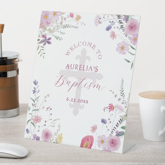 Wildbloemen Doop Welkom voetstuk teken Reclamebord Met Voetstuk (Insitu)