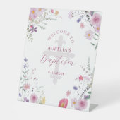 Wildbloemen Doop Welkom voetstuk teken Reclamebord Met Voetstuk (Voorkant)