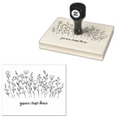 Wildbloemen Eenvoudige lijn Art Bloemen Meadow CUS Rubberstempel (Gestempeld)