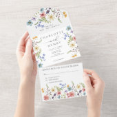 Wildbloemen Eenvoudige tuin bruiloft All In One Uitnodiging (Afscheurbaar)