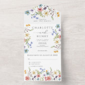 Wildbloemen Eenvoudige tuin bruiloft All In One Uitnodiging (Binnen)