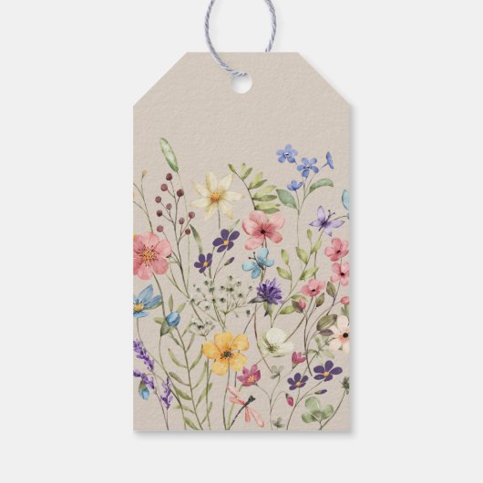 Wildbloemen Eenvoudige tuin bruiloft dank u gunst Cadeaulabel (Achterkant)