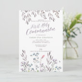 Wildbloemen Eerste Heilige Communie Kaart (Staand voorkant)