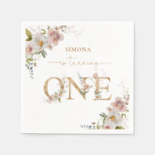 Wildbloemen eerste verjaardag Wild One blush roze Servet (Voorkant)