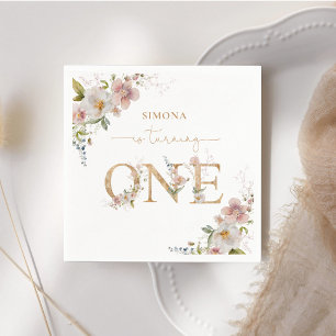 Wildbloemen eerste verjaardag Wild One blush roze Servet