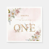 Wildbloemen eerste verjaardag Wild One blush roze Servet (Voorkant)