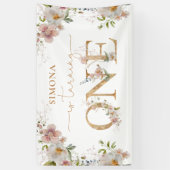 Wildbloemen eerste verjaardag Wild One blush roze Spandoek (Verticaal)