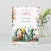 Wildbloemen eerste verjaardagsfeestuitnodigingen kaart (Staand voorkant)