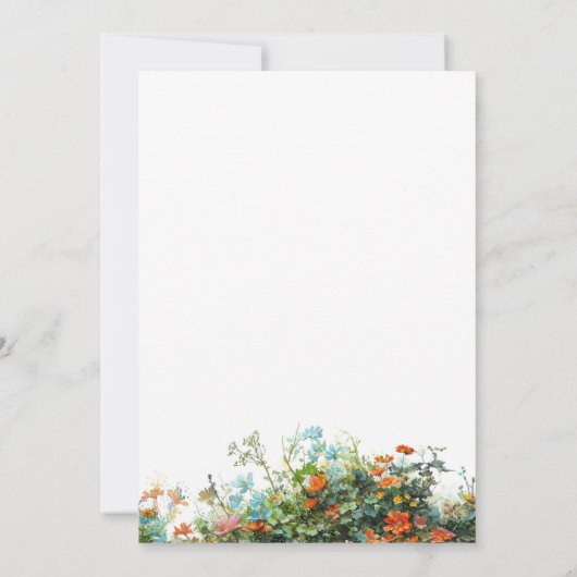 Wildbloemen eerste verjaardagsfeestuitnodigingen kaart (Achterkant)