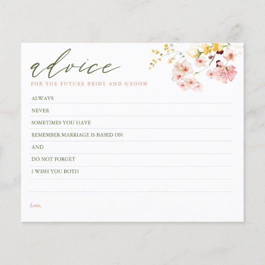 Wildbloemen Elegant Advice Kaart (Voorkant)