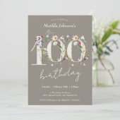 Wildbloemen Elegant Bloemen 100e Verjaardagsfeest Kaart (Staand voorkant)
