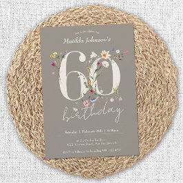 Wildbloemen Elegant Bloemen 60e Verjaardag Kaart