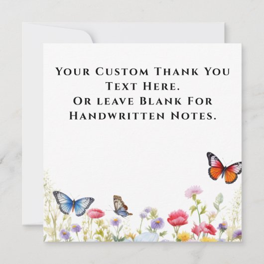 Wildbloemen Elegant Eenvoudig Flat Dank u kaart (Achterkant)