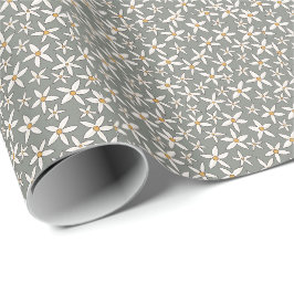 Wildbloemen Elegant Eenvoudige Salie Groen en Wit Cadeaupapier