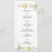 Wildbloemen elegant Menu-kaart, monogramma aan ach Menu (Voorkant / Achterkant)