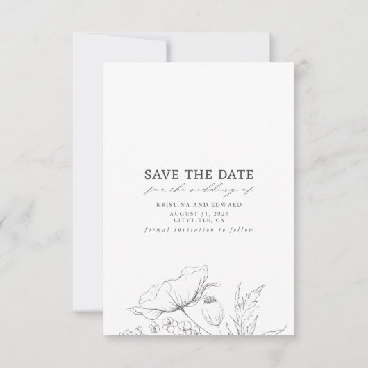 Wildbloemen Elegant Minimalist Save the Date (Voorkant)